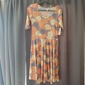 Orange, purple and blue floral dress